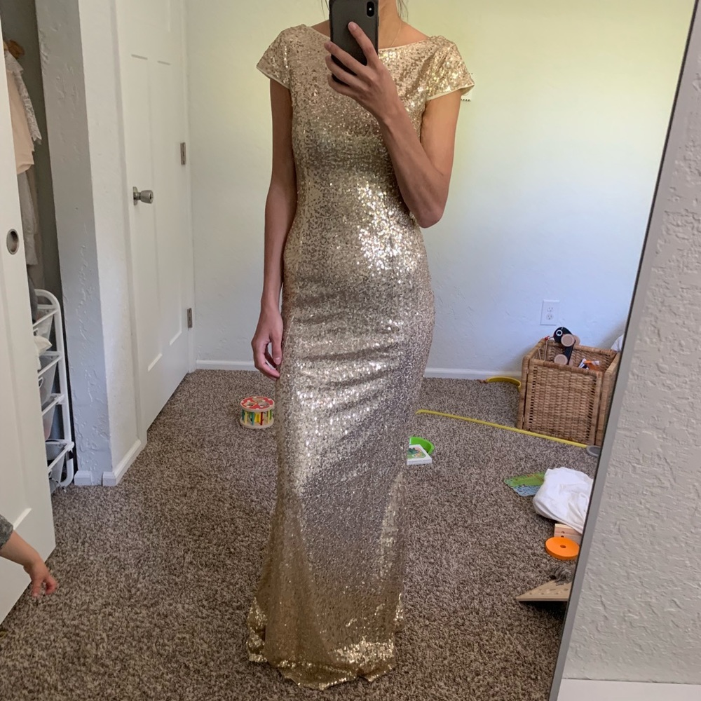 Gold sequin long dress